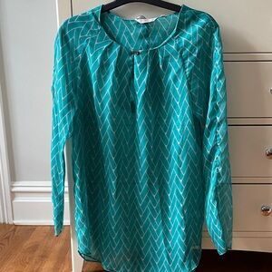 Elegant Teal Chevron Blouse